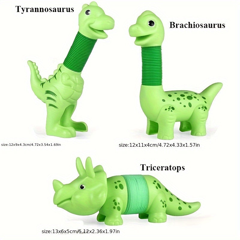 3-delige Dinosaurus Pop Tubes | Creatieve DIY T-Rex Sensorische Speeltjes voor Kinderen van 3-8 Jaar