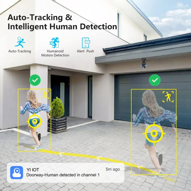 Veiligheidscamera in Lichtbol Zwart op WiFi l Automatische Detectie l Voor Buiten & Binnen