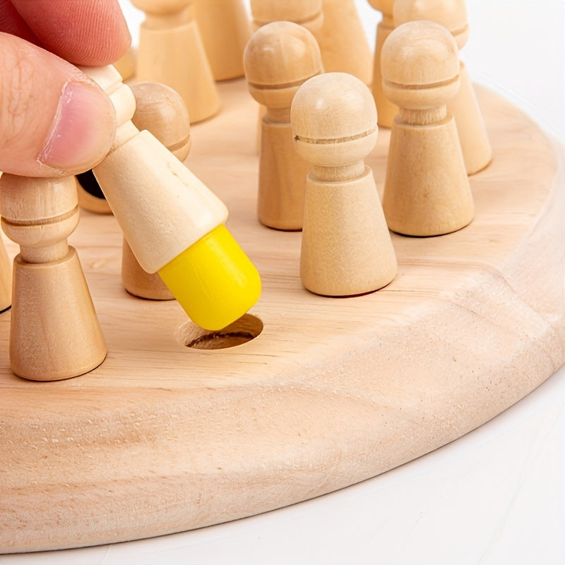 Houten Memory Match Stick Schaakspel | Educatieve Puzzel voor Kinderen van 3-6 Jaar & Volwassenen | Verbetert Geheugen & Cognitieve Vaardigheden | Ideaal voor Reizen & Cadeau