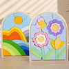 KidsPuzzle l Houten Regenboog & Bloem Puzzel met 3D Blokken l Kinderen 4, 5, 6, 7, 8 Jaar l Jongens & Meisjes