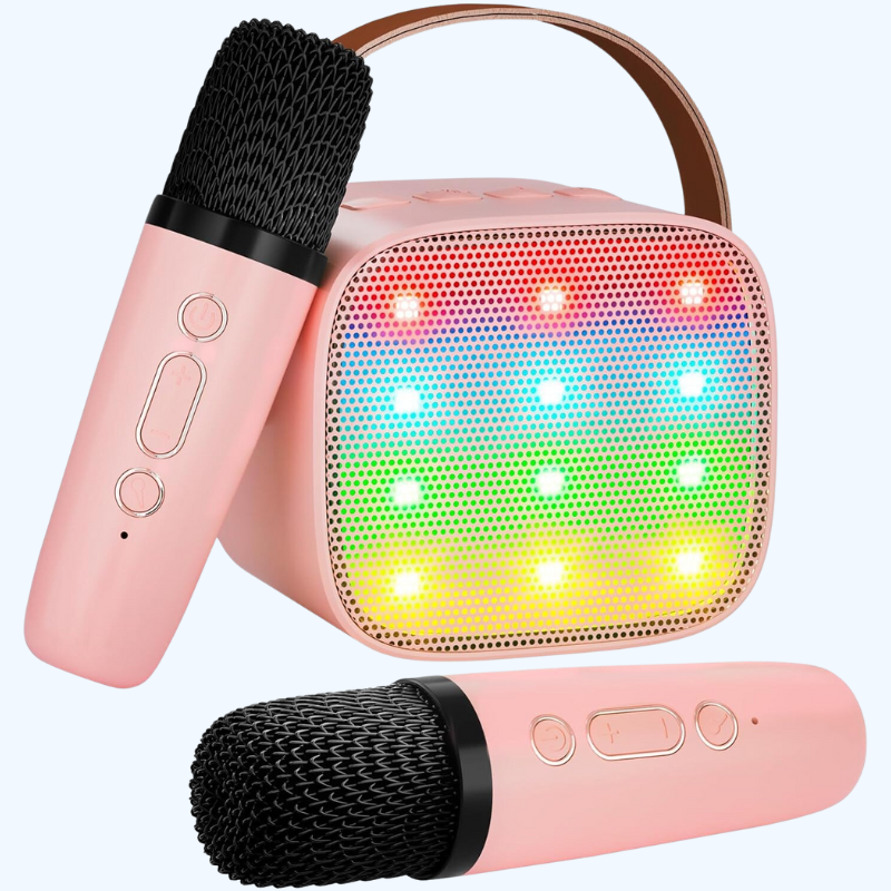 Karaoke Machine voor Kinderen | Mini Bluetooth Speaker met 2 Draadloze Microfoons | Verjaardagscadeau voor Meisjes 5+ Jaar