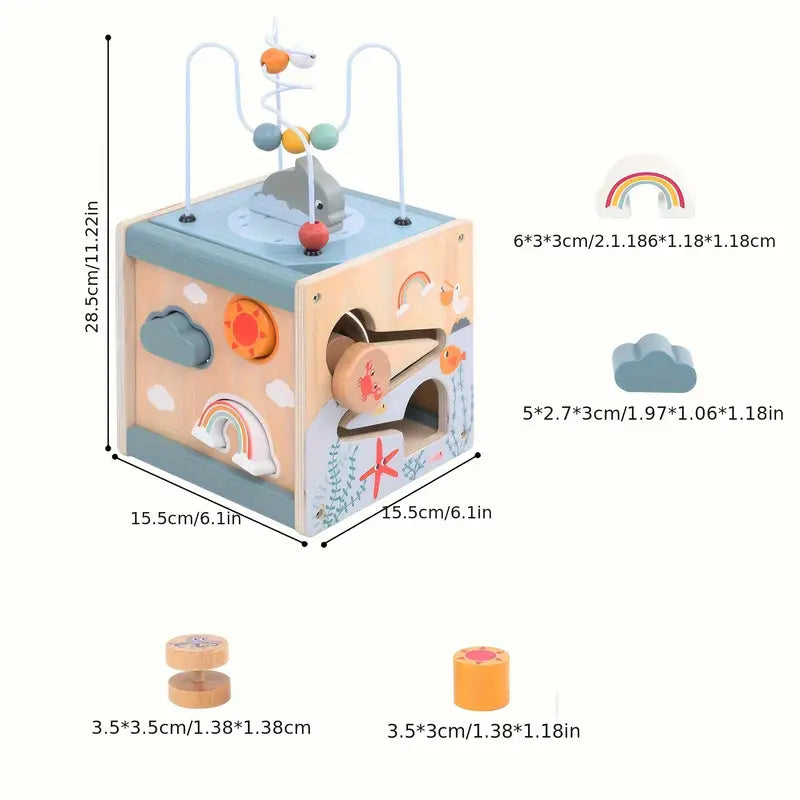 Houten Oceaan Montessori Speelgoed Kubus - Kleuters Vanaf 1 Jaar