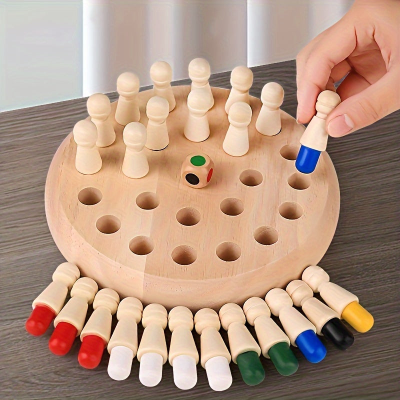 Houten Memory Match Stick Schaakspel | Educatieve Puzzel voor Kinderen van 3-6 Jaar & Volwassenen | Verbetert Geheugen & Cognitieve Vaardigheden | Ideaal voor Reizen & Cadeau