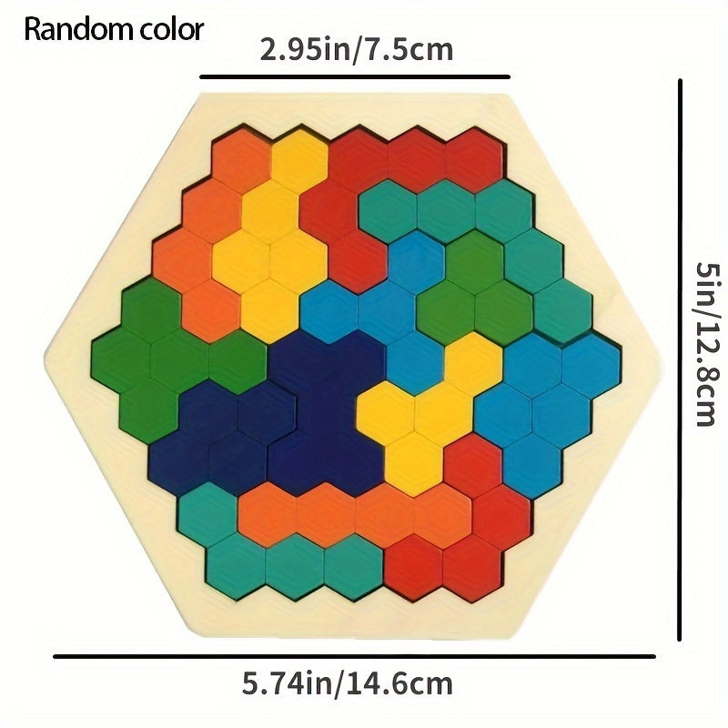 3D Hexagonale Houten Puzzel | Educatief Tangram Bordspel voor Kinderen | Breintraining Cadeau voor Kerst & Halloween!