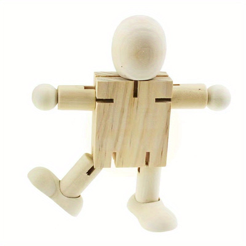 Houten Lege Robot Pop | Blank Kleurbare Pop met Beweegbare Gewrichten | Educatief Kleurboek Speelgoed voor Kinderen