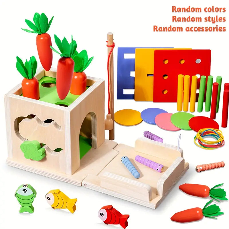 8-in-1 Houten Montessori Baby Box - Educatieve Speelset voor Baby 8 maanden