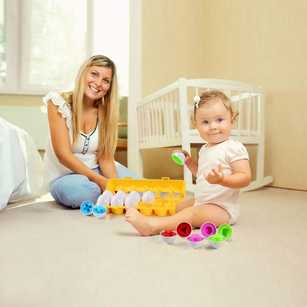 EggBox l Eierdoos Puzzel voor Peuters vanaf 2 Jaar l Montessori met 12 Bijpassende Eieren