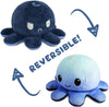 Omkeerbare Octopus Plushie - Paars + Blauw - Schattige Sensory Fidget knuffeldieren die je stemming laten zien, Boos Blauw + Gelukkig Paars, 4 inch