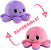 Omkeerbare Octopus Plushie - Paars + Blauw - Schattige Sensory Fidget knuffeldieren die je stemming laten zien, Boos Blauw + Gelukkig Paars, 4 inch