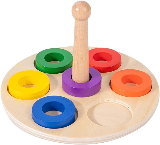 Montessori 6 Ringen Stapelspel met Kleuren l Baby Speelgoed 1+ Jaar