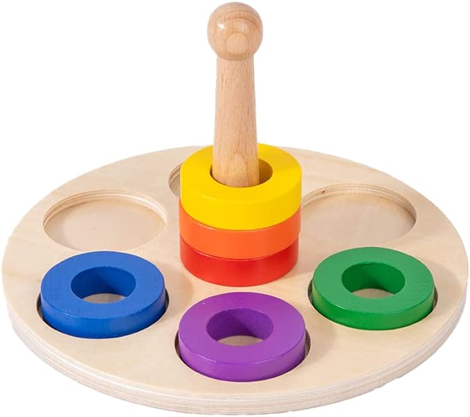 Montessori 6 Ringen Stapelspel met Kleuren l Baby Speelgoed 1+ Jaar