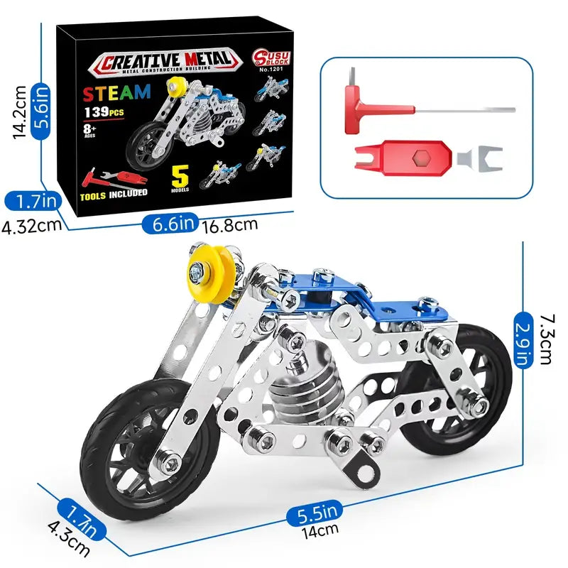 Bouwspeelgoed Motor Set - 139 Stuks l Educatief Speelgoed 8, 9, 10, 11, 12 Jaar