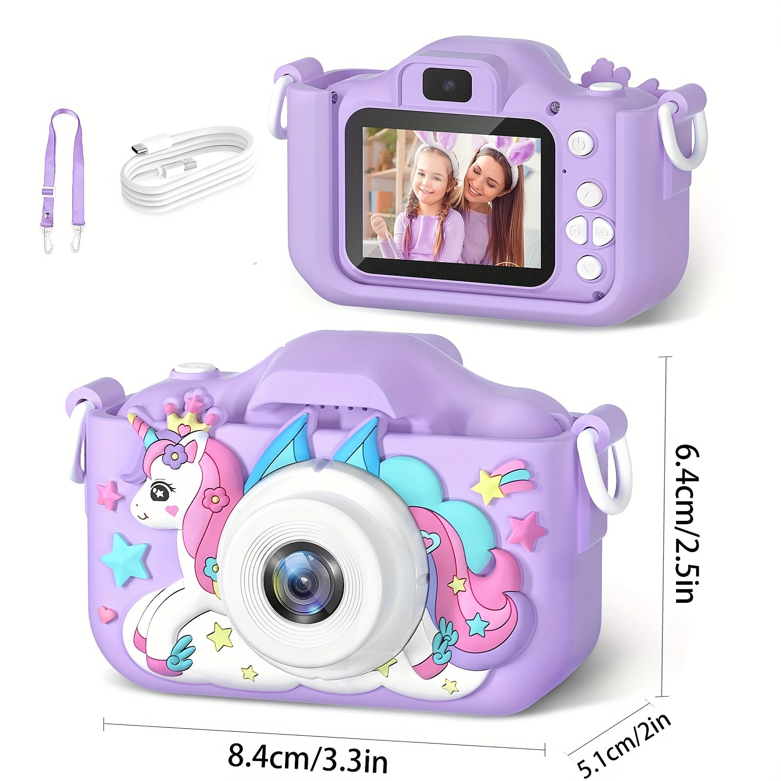 Kinderen Unicorn Selfie Camera | High-Definition Oplaadbare Digitale Camera met 32G SD Kaart | Perfect Cadeau voor Verjaardagen & Kerstmis