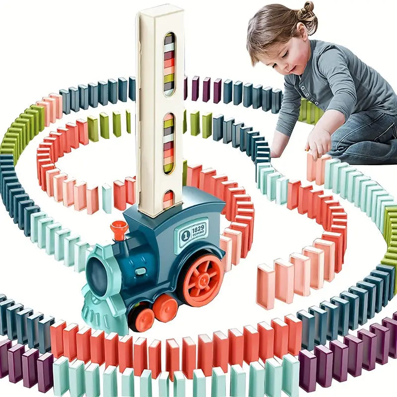 Leuke en educatieve Domino Rally elektrische treinset | Creatieve bouwstenen voor kinderen