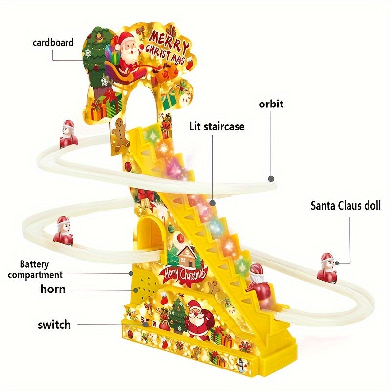 Elektrisch Santa Claus Klimladder Speelgoed - Glijbaan & Trap Speelset met Licht en Muziek | Perfect Kerstcadeau voor Jongens & Meisjes, Zonder Batterijen