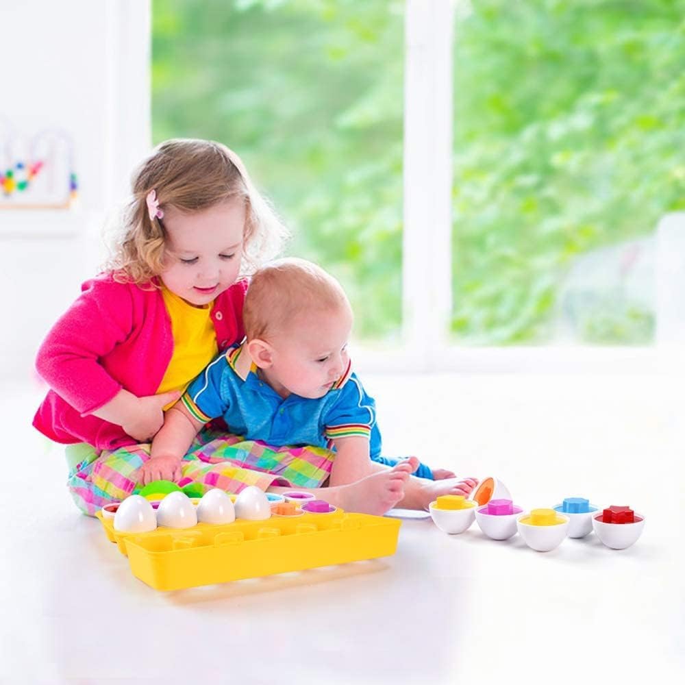 EggBox l Eierdoos Puzzel voor Peuters vanaf 2 Jaar l Montessori met 12 Bijpassende Eieren