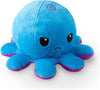 Omkeerbare Octopus Plushie - Paars + Blauw - Schattige Sensory Fidget knuffeldieren die je stemming laten zien, Boos Blauw + Gelukkig Paars, 4 inch