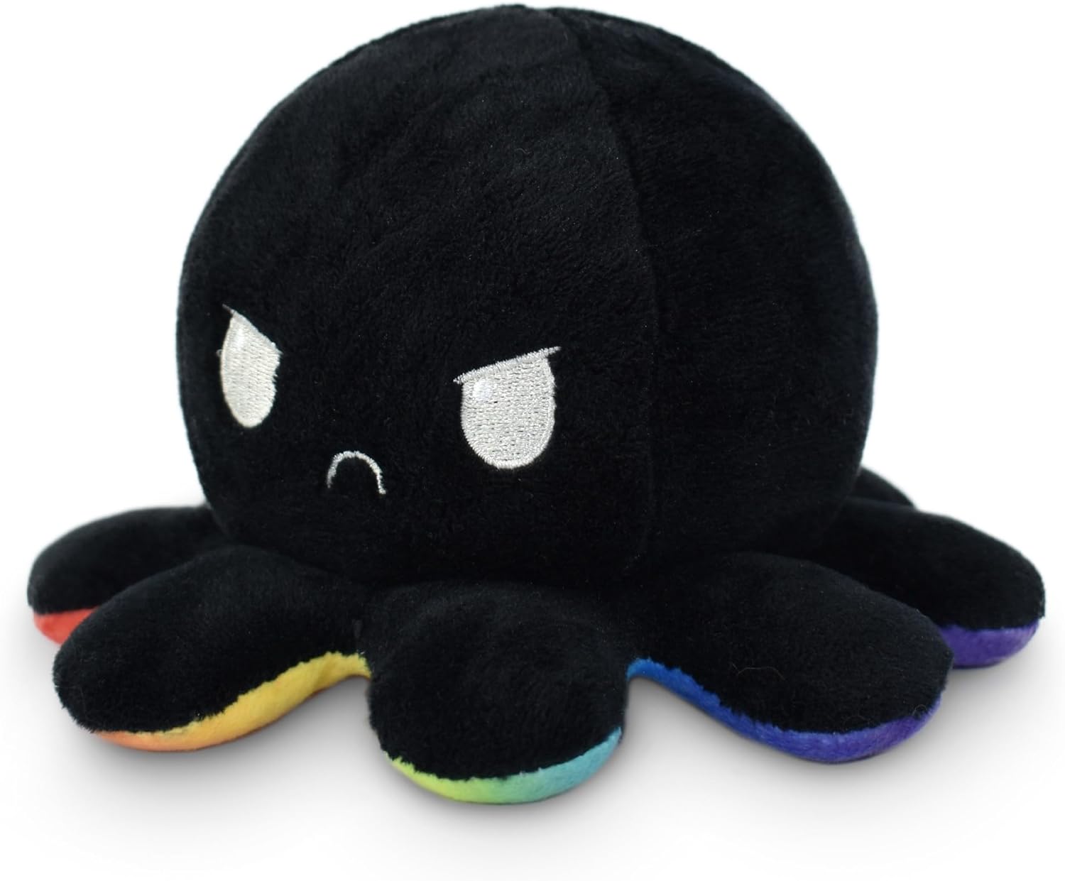 Omkeerbare Octopus Plushie - Paars + Blauw - Schattige Sensory Fidget knuffeldieren die je stemming laten zien, Boos Blauw + Gelukkig Paars, 4 inch