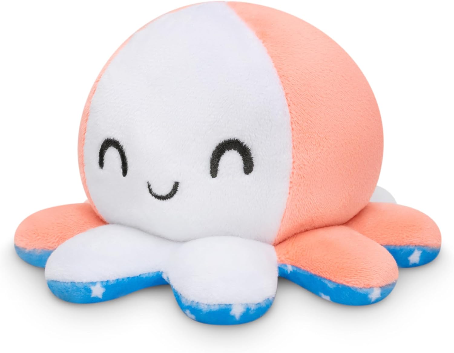 Omkeerbare Octopus Plushie - Paars + Blauw - Schattige Sensory Fidget knuffeldieren die je stemming laten zien, Boos Blauw + Gelukkig Paars, 4 inch