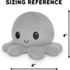 Omkeerbare Octopus Plushie - Paars + Blauw - Schattige Sensory Fidget knuffeldieren die je stemming laten zien, Boos Blauw + Gelukkig Paars, 4 inch