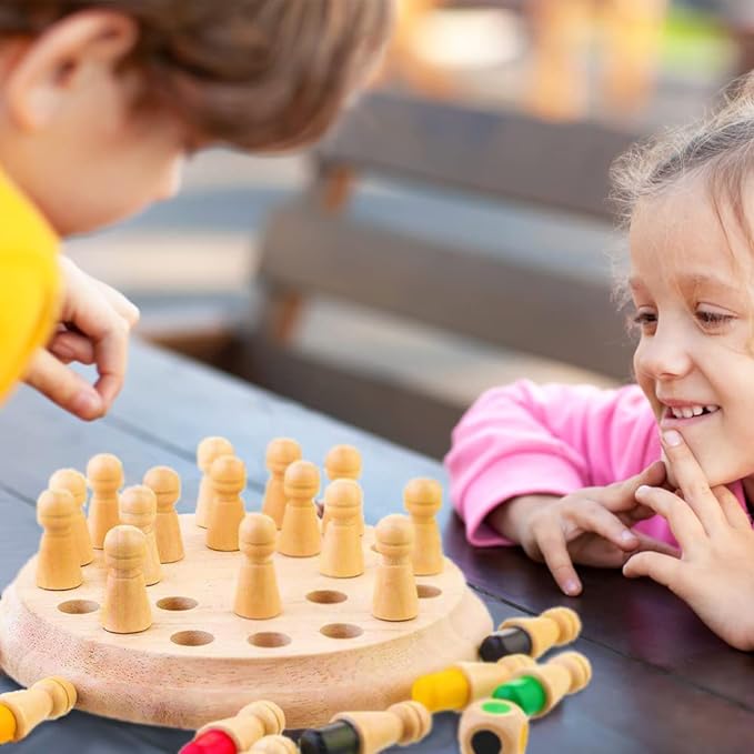 Rond Bordspel van Hout Peuters l Verbetert Geheugen l Montessori Speelgoed  4+ Jaar