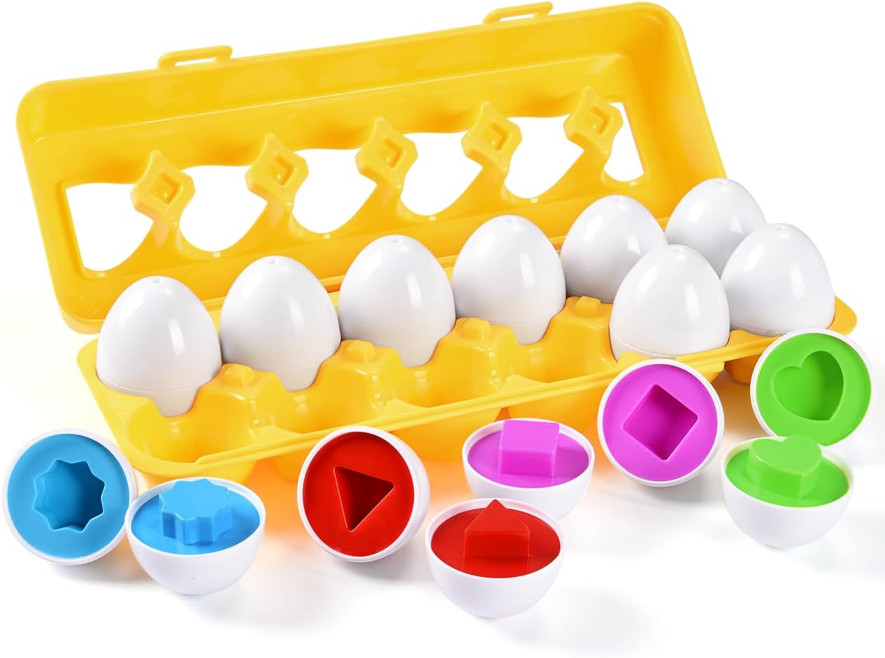 EggBox l Eierdoos Puzzel voor Peuters vanaf 2 Jaar l Montessori met 12 Bijpassende Eieren