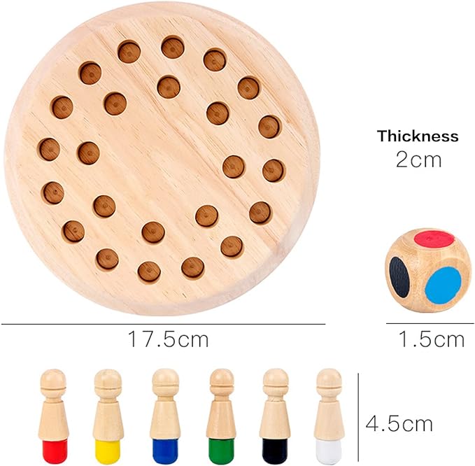 Rond Bordspel van Hout Peuters l Verbetert Geheugen l Montessori Speelgoed  4+ Jaar