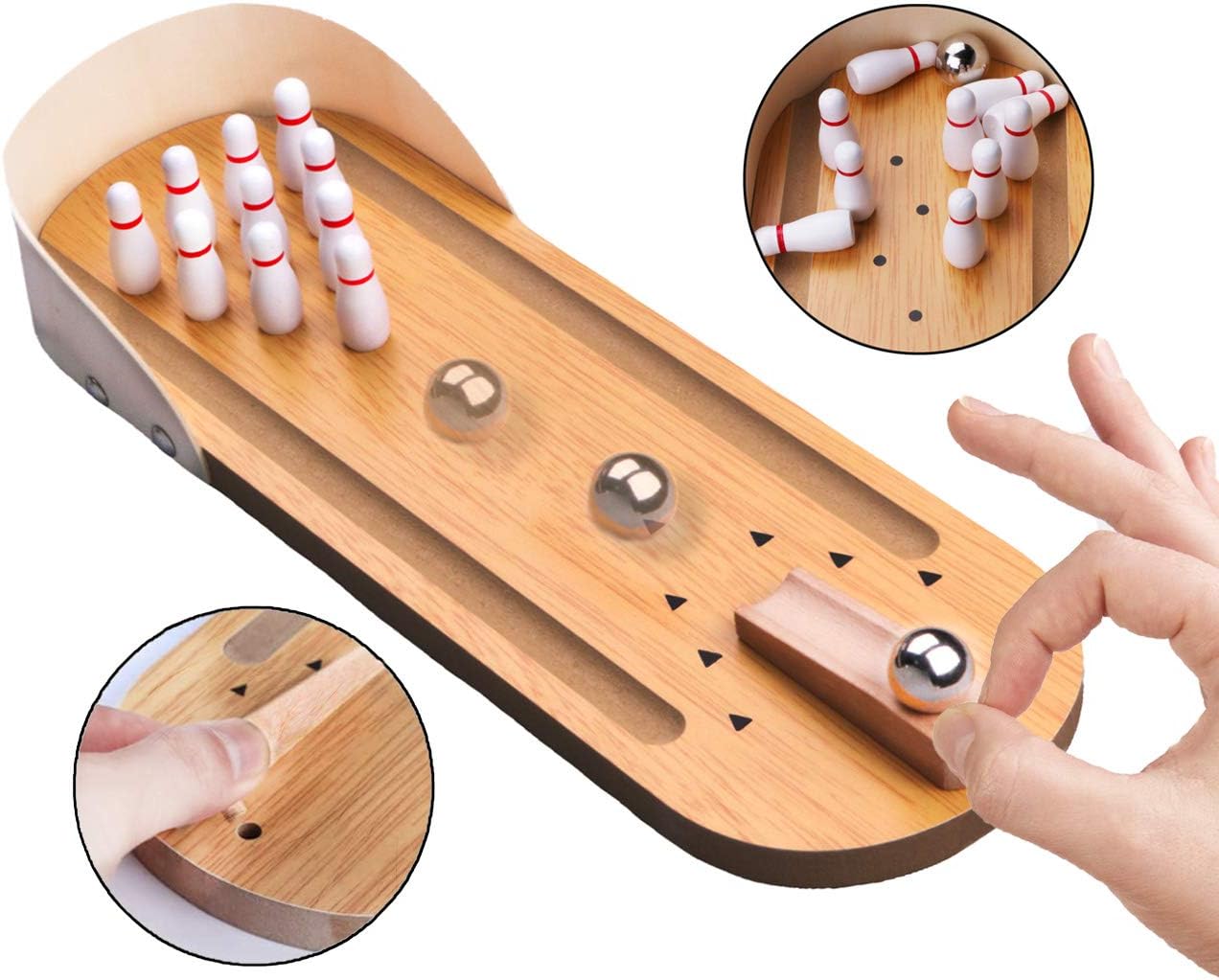 Tafelblad Mini Bowling Spel Set l Houten Bord Mini Arcade Spel voor Kleuters, Tieners en Volwassenen