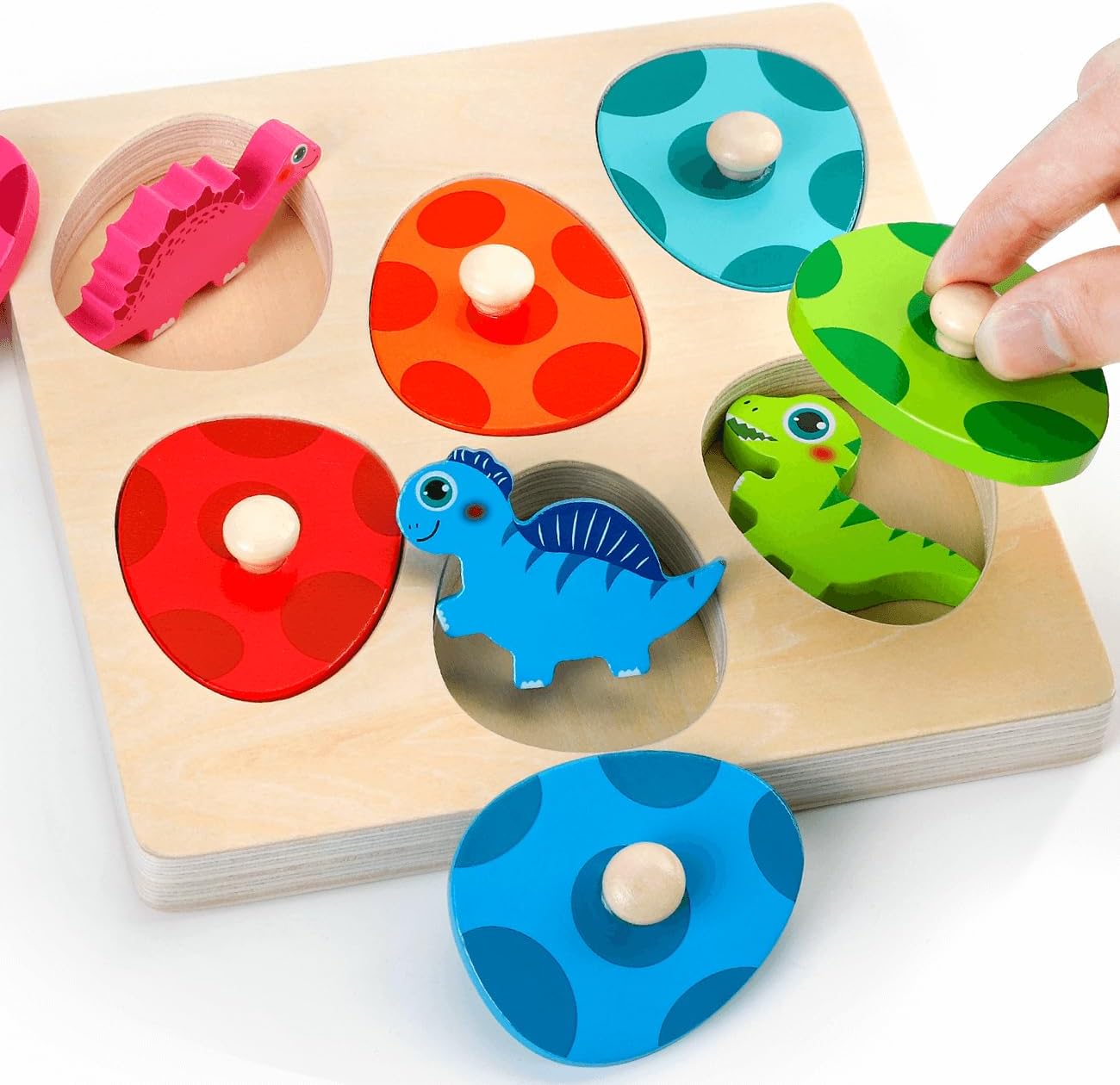 Houten 3D Dino Puzzel voor Kleuters l Montessori Speelgoed 6+ Maanden