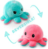 Omkeerbare Octopus Plushie - Paars + Blauw - Schattige Sensory Fidget knuffeldieren die je stemming laten zien, Boos Blauw + Gelukkig Paars, 4 inch