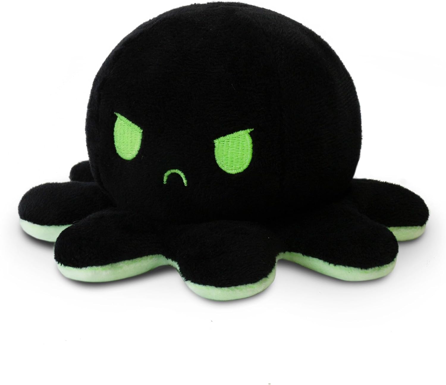 Omkeerbare Octopus Plushie - Paars + Blauw - Schattige Sensory Fidget knuffeldieren die je stemming laten zien, Boos Blauw + Gelukkig Paars, 4 inch