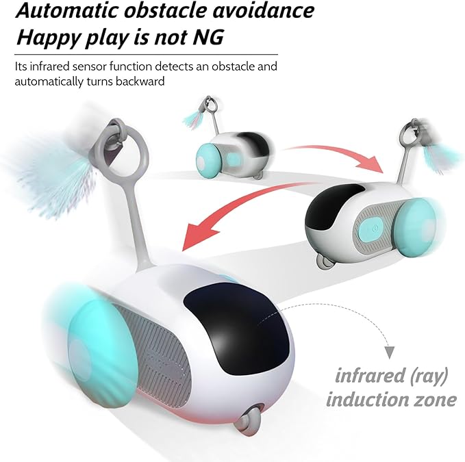 Slim Elektrisch Kattenspeelgoed met Afstandsbediening l Automatisch Rijdende Auto