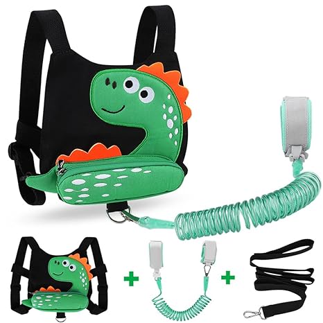 3 in 1 Peuter Harnas Dino met Ketting + Baby Anti Verlies Polsband l Veiligheid Kinderen