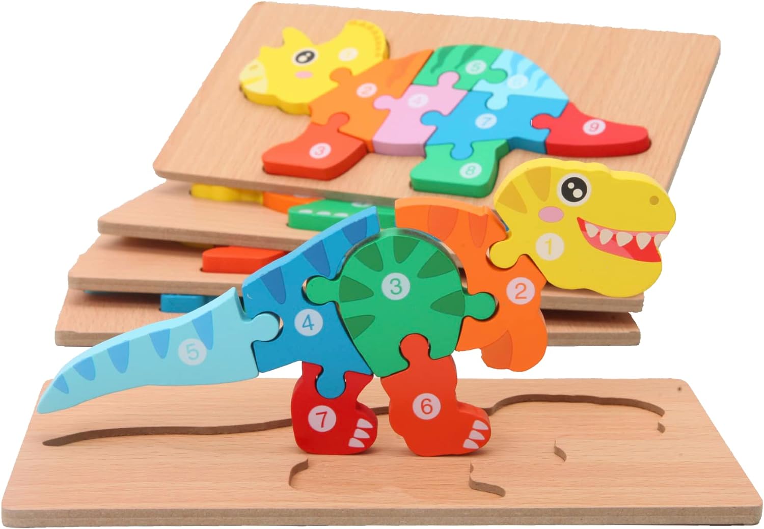 Dinosaurus Puzzels Peuters (5 stuks) - Montessori Speelgoed 3 jaar en ouder