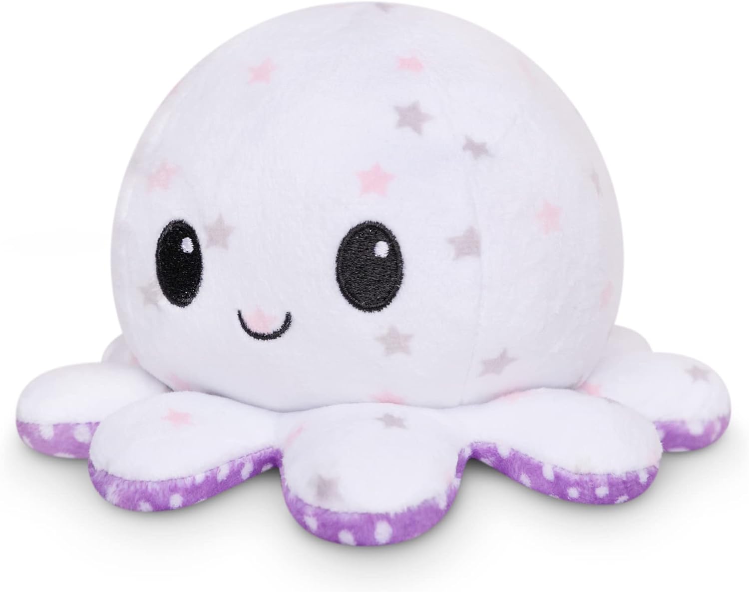 Omkeerbare Octopus Plushie - Paars + Blauw - Schattige Sensory Fidget knuffeldieren die je stemming laten zien, Boos Blauw + Gelukkig Paars, 4 inch