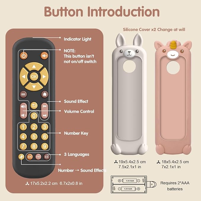 Baby TV Remote V2 l Afstandsbediening Speelgoed met Silicone Bijtring Cover