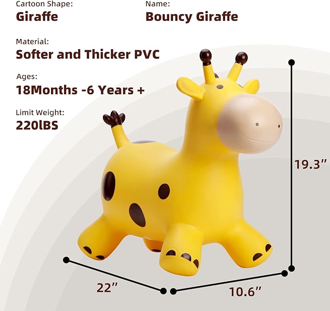 Giraffe Springpaard l Opblaasbaar Skippydier tot 50Kg l Buitenspeelgoed voor Kinderen vanaf 2+ Jaar