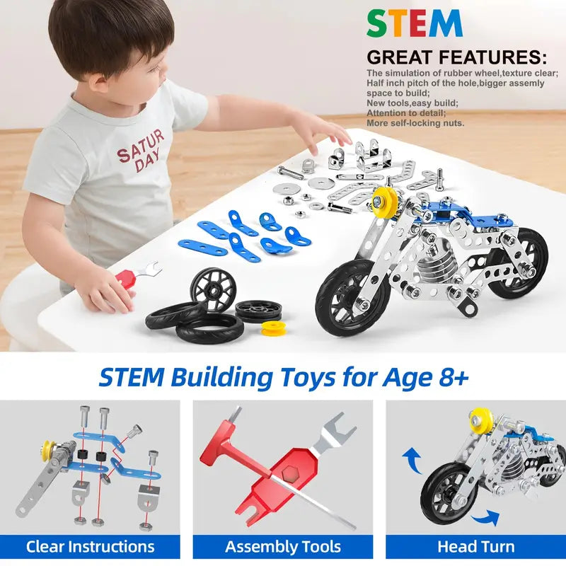 STEM Building Blocks l Motor Set 139 Stuks Bouwen Speelgoed Voor Kinderen 4, 5, 6, 7, 8 Jaar