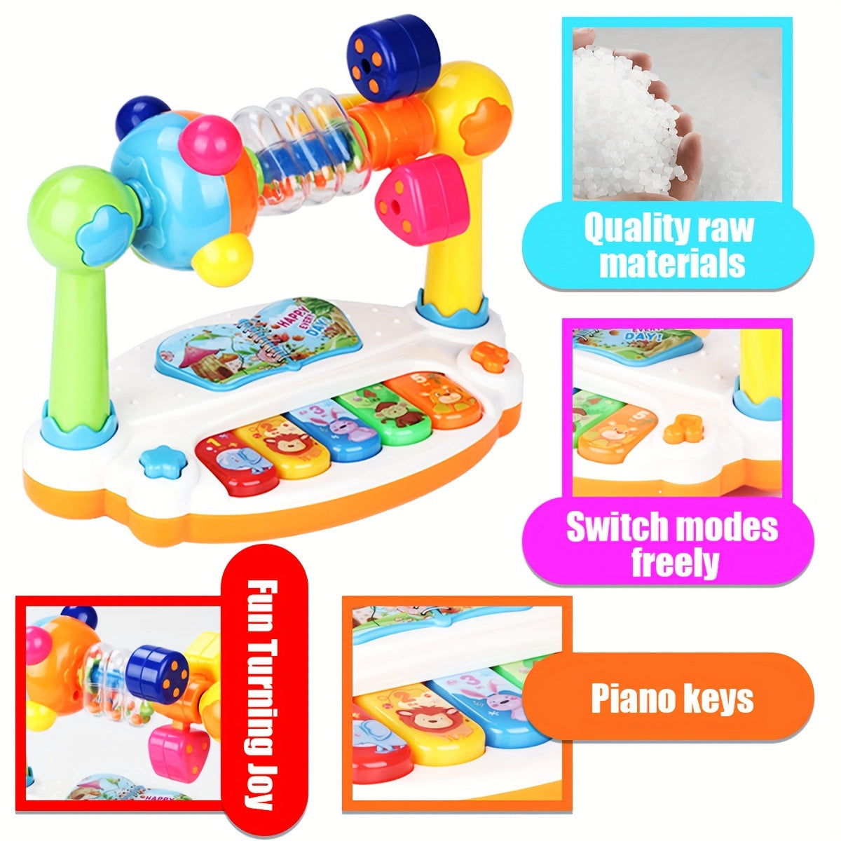 Muzikaal Piano Toetsenbord Speelgoed voor Kinderen - Interactief Geluids- & Licht Educatief Speelgoed | Perfect Kerstcadeau voor Vroege Leer- & Ritmespel