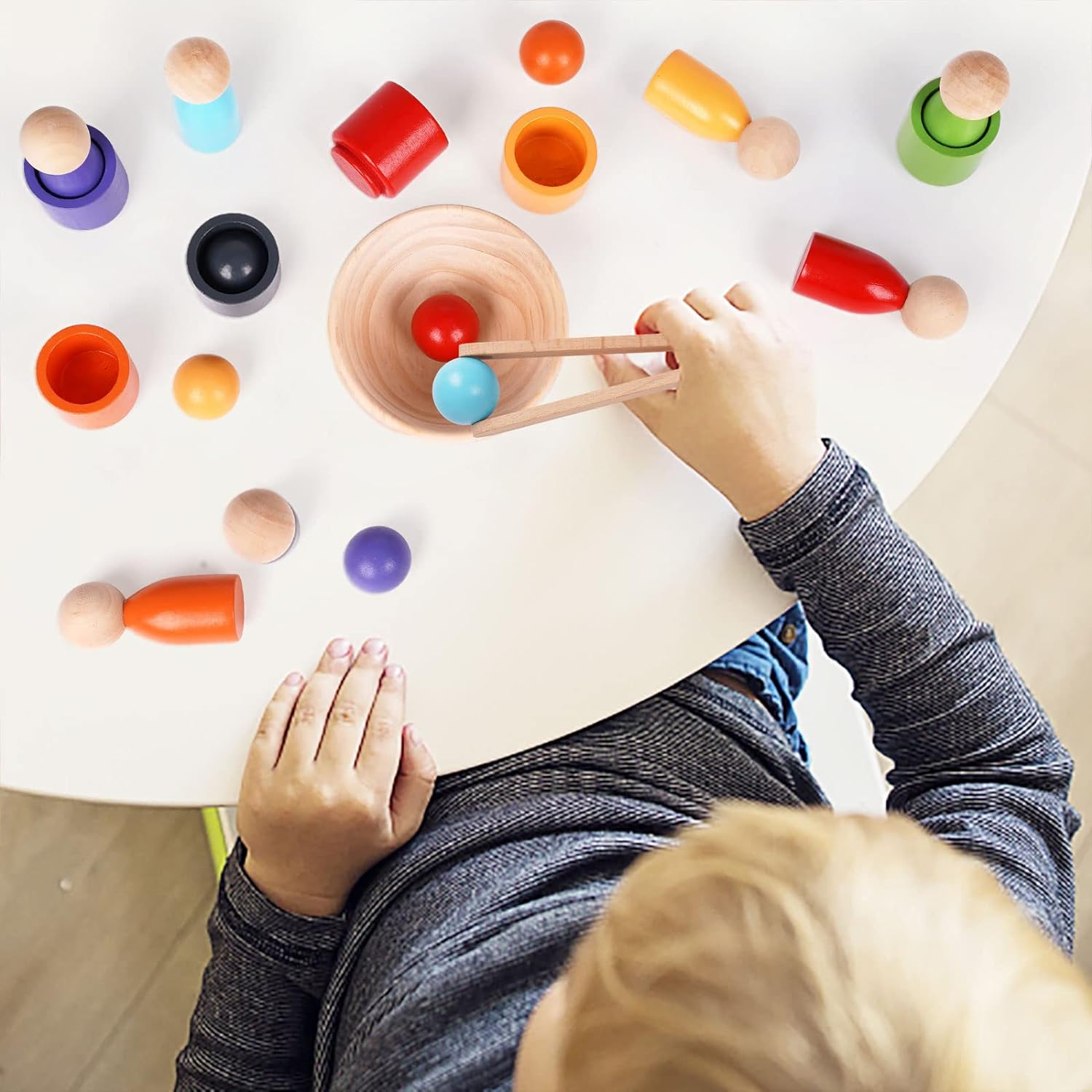 Ballen in bekers Sorteerspel Hout l Educatief & Motorische Speelgoed