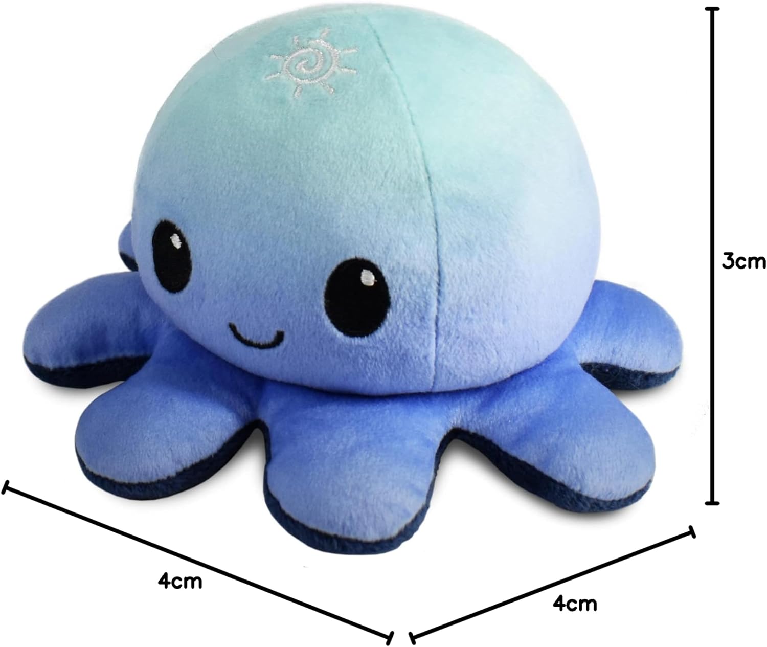 Omkeerbare Octopus Plushie - Paars + Blauw - Schattige Sensory Fidget knuffeldieren die je stemming laten zien, Boos Blauw + Gelukkig Paars, 4 inch