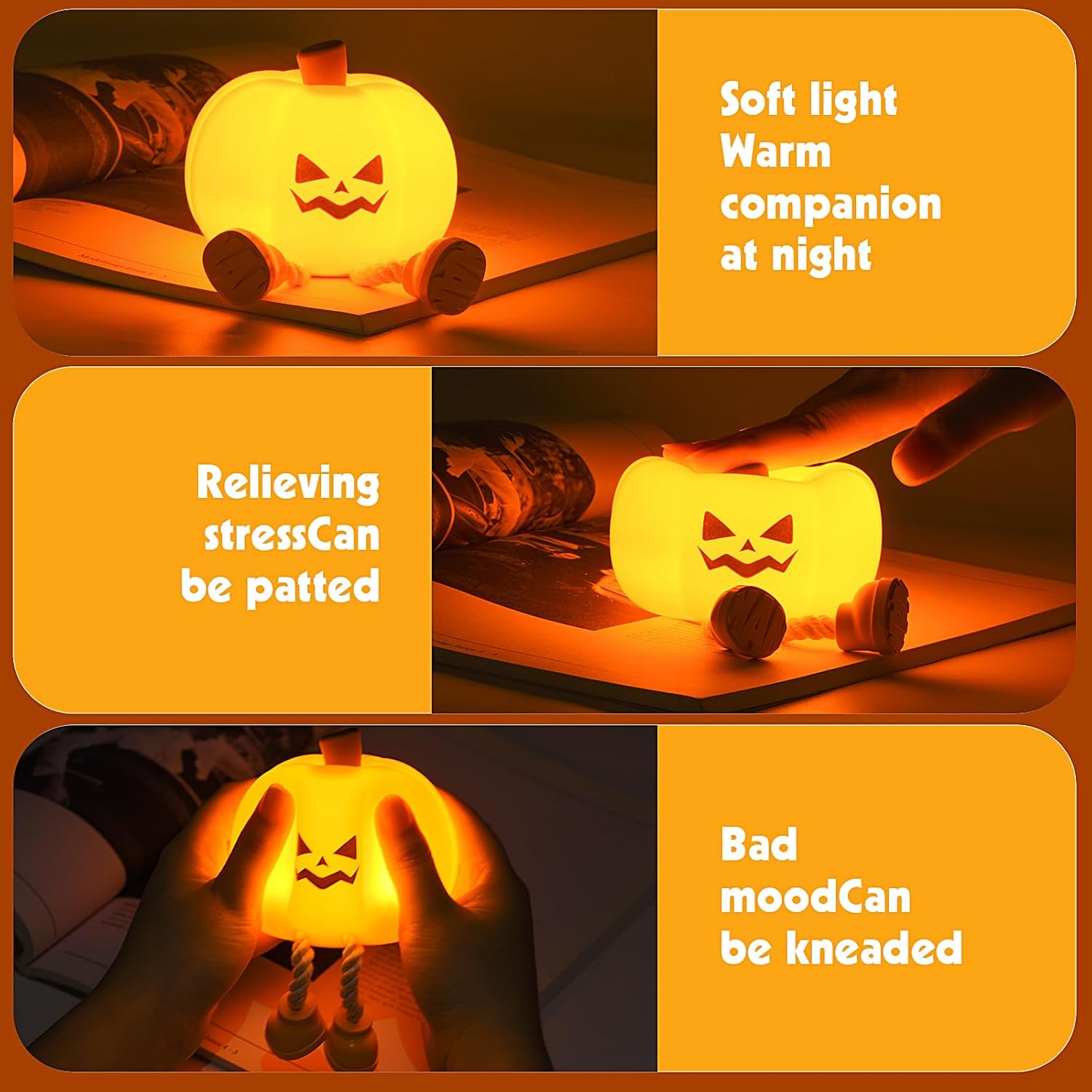 Pumpkin LED Nachtlampje - Dimbare Siliconen Touch Lamp voor Kinderen & Volwassenen | Oplaadbare Bedlamp & Halloween Decor