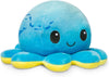 Omkeerbare Octopus Plushie - Paars + Blauw - Schattige Sensory Fidget knuffeldieren die je stemming laten zien, Boos Blauw + Gelukkig Paars, 4 inch