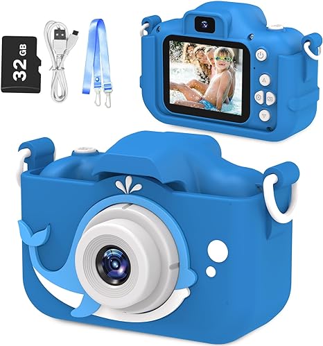 Digitale camera voor Kinderen l 8MP l Donkerblauw l 32GB SD-kaart