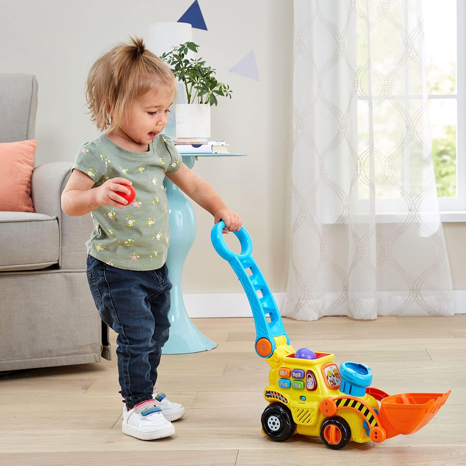 Pop-a-Balls Push & Pop Bulldozer | Bouwvoertuig Educatie Speelgoed voor kinderen van 1, 2, 3, 4 jaar