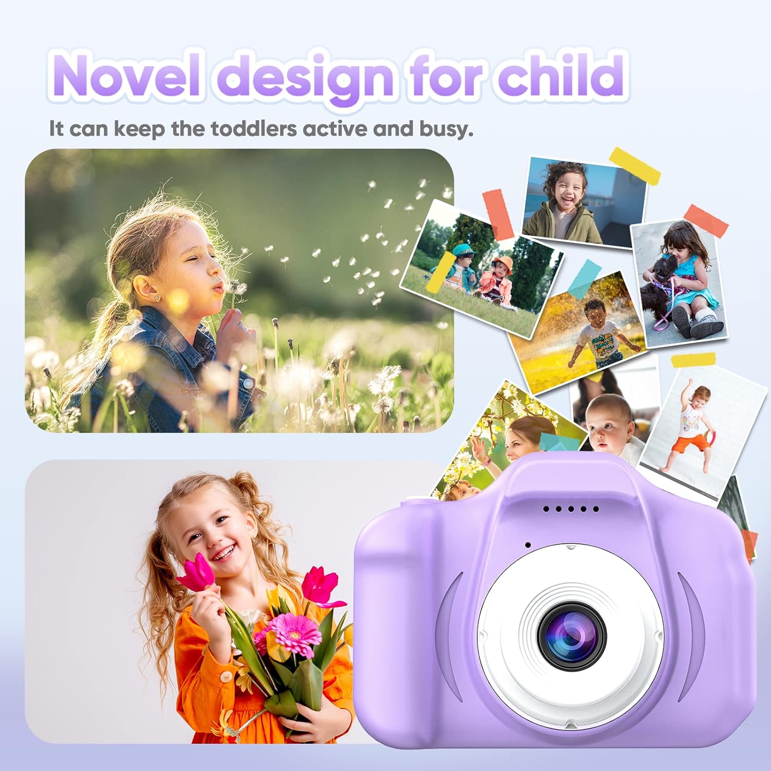 HD Selfiecamera voor Kinderen | Draagbare Digitale Videocamera met 32GB SD-Kaart voor Kinderen van 3-9 Jaar