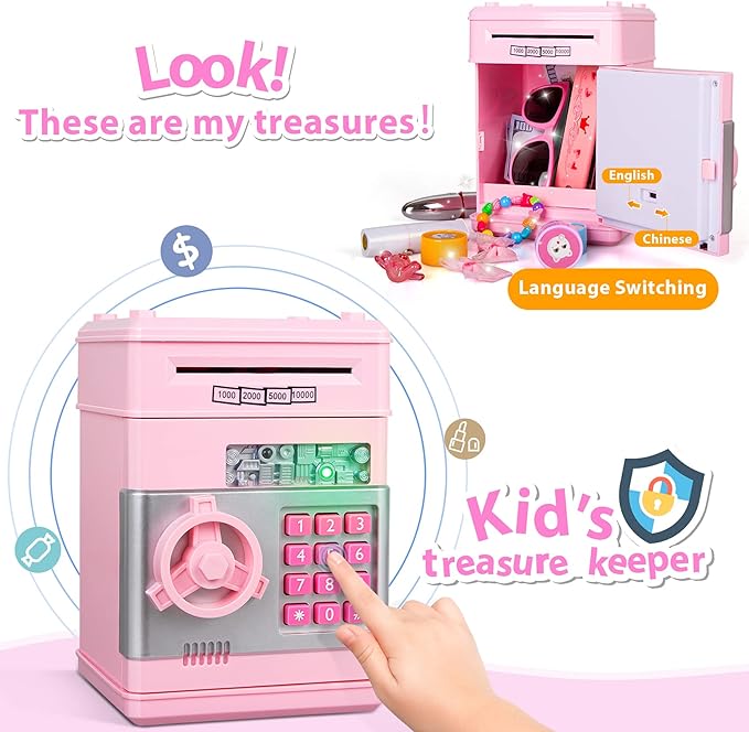 Roze Spaarpot | Pinautomaat voor Kinderen 5-7