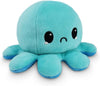 Omkeerbare Octopus Plushie - Paars + Blauw - Schattige Sensory Fidget knuffeldieren die je stemming laten zien, Boos Blauw + Gelukkig Paars, 4 inch