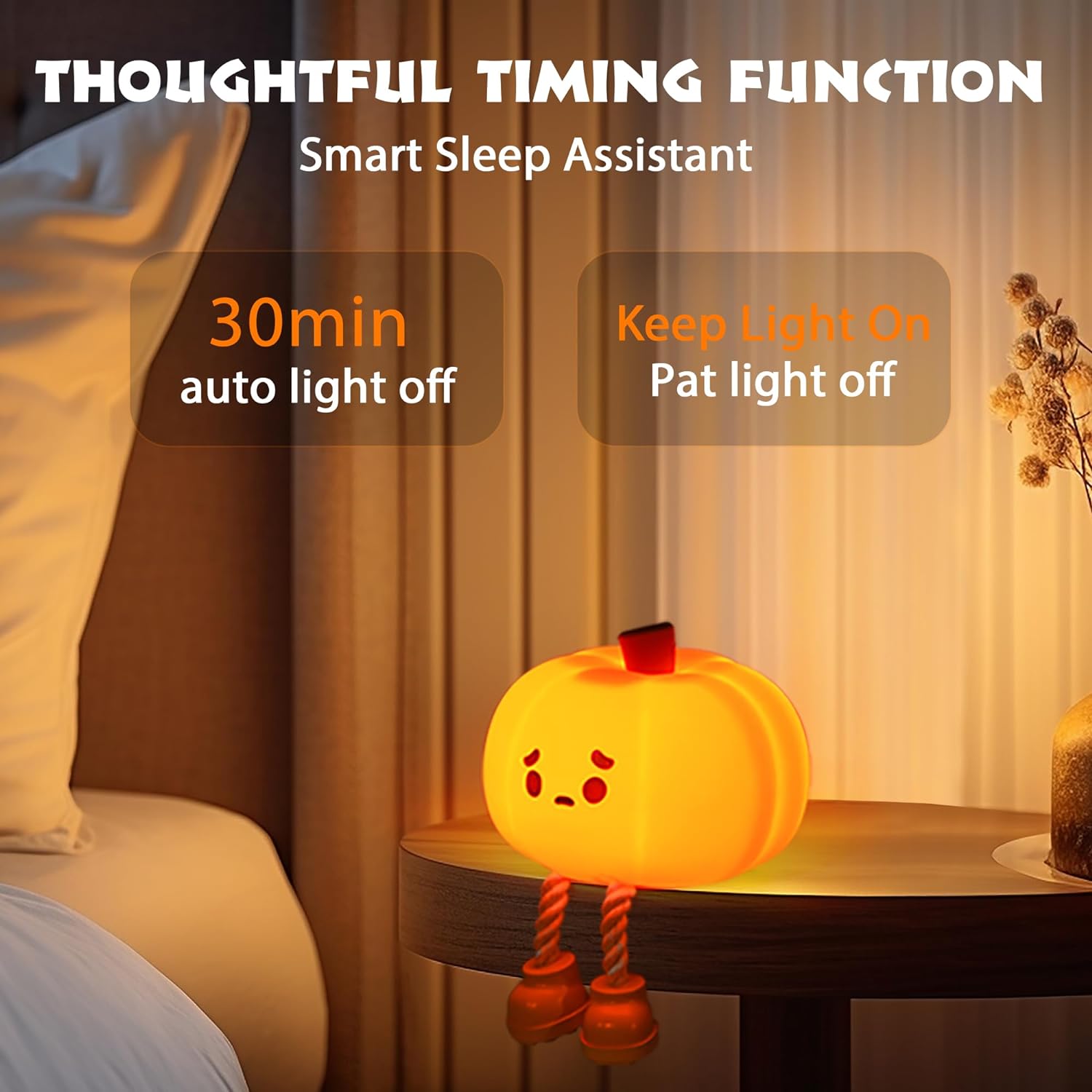 Pumpkin LED Nachtlampje - Dimbare Siliconen Touch Lamp voor Kinderen & Volwassenen | Oplaadbare Bedlamp & Halloween Decor