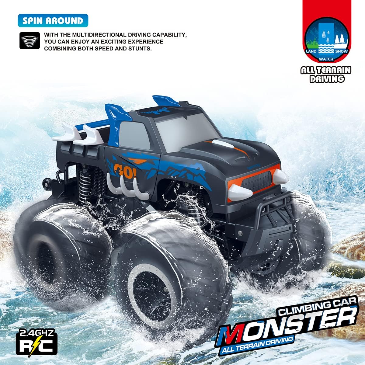 RC Bestuurbare Monster Truck l Waterdicht, 4WD, voor Alle Terreinen l Kinderen vanaf 6 Jaar